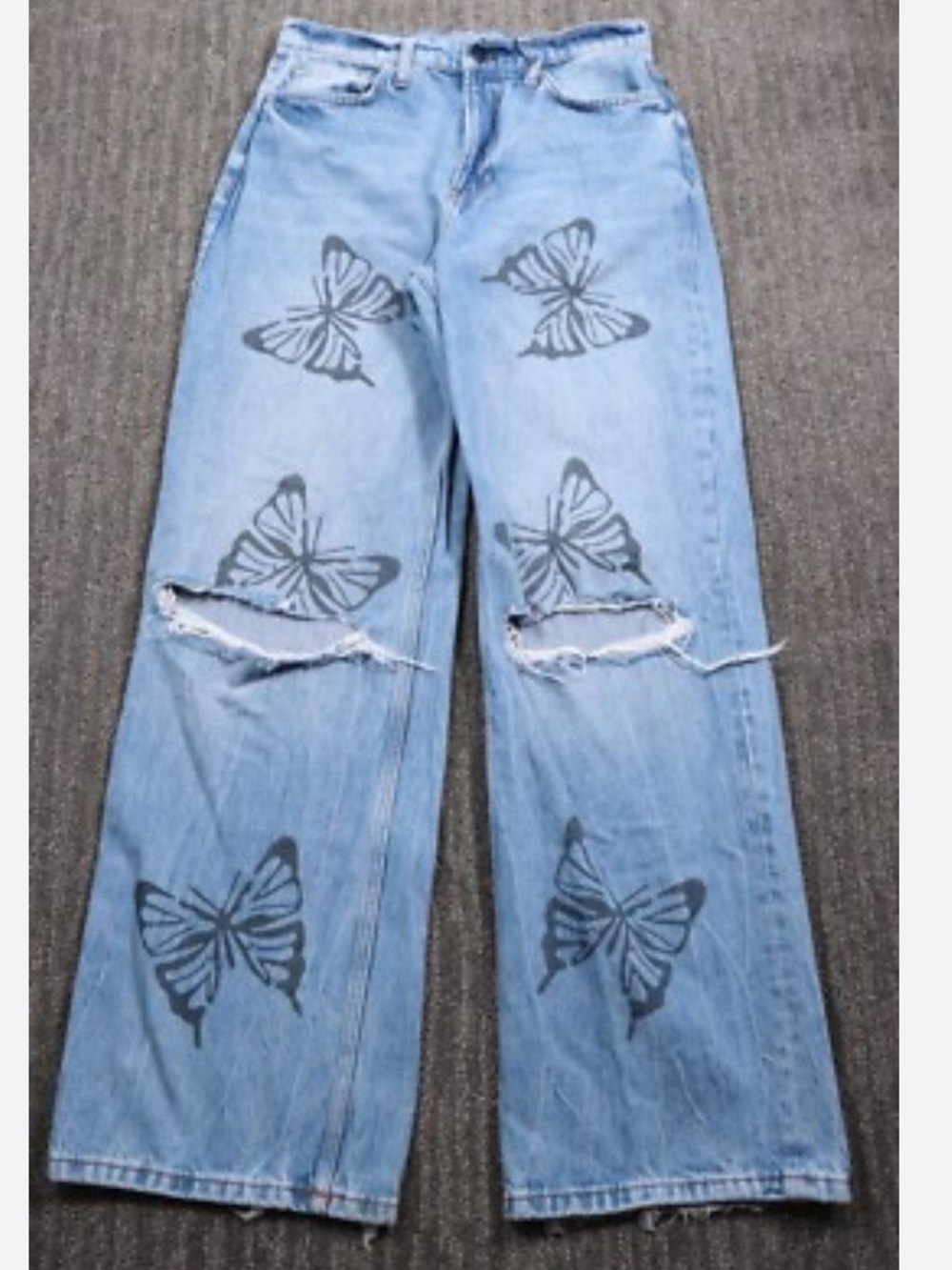 ARIZONA Light Blue Butterfly Print Wide-Leg Jeans HIGH RISE SIZE 9